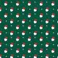 Festive dark green Christmas wrapping paper with cute gnome and snowflake patterns. - 50*70 / Green Background Santa Head
