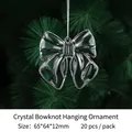 Transparent acrylic bow-shaped Christmas tree hanging ornament set, 20 pieces per pack - 65mm Crystal Fabric Bow Only (Without String)