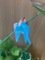 Cute blue and white bird-shaped hair claw clip featuring a creative swallow design. - Blue