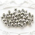 Smooth round metallic silver spacer beads for DIY jewelry making and handmade crafts - White Gold