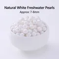 Natural white freshwater pearl loose beads in 7-8mm size for DIY jewelry craft - Near Round Style (7-8mm) / White