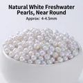 High quality natural white 4-4.5mm near-round freshwater pearl loose beads for DIY crafts - Near Round Style (4-4.5mm) / White