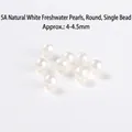 Natural 5A grade white freshwater pearls 4-4.5mm round beads for DIY jewelry making - 5A Round Bead (4-4.5mm) / White