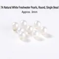 7A quality natural white round freshwater pearl 3mm bead for DIY jewelry making - 7A Round Bead (3mm) / Aurora White