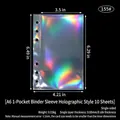 Holographic A6 single pocket binder card sleeve refill pages for albums, 10 sheets - A6 1-Pocket Holographic Pages 10 Sheets 155#