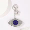 Portachiavi con occhio turco e strass blu e bianchi per decorazione di borse donna - Stile Occhio Blu e Bianco