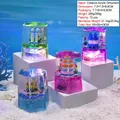 Hexagonal acrylic liquid timer with cartoon lighthouse in assorted colors. - Music Light Lighthouse / Mixed Colors