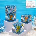 Creative pyramid acrylic liquid motion ornament with palm tree and ship decor - Palm Tree (Rhombus)