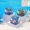 Creative acrylic liquid ornament with cartoon shark and octopus figures in blue ocean theme. - Octopus (Rhombus)