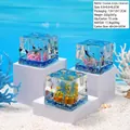 Creative marine life acrylic cube ornaments with shark octopus and manta ray for decor - Octopus (Square)