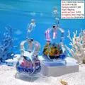 Creative violin shaped liquid motion bubbler with ocean scene figurines and LED light - Octopus (Violin)