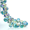 Faceted iridescent AB coated waterdrop crystal glass beads for DIY jewelry making crafts - Transparent Green / 6mm (approximately 87 Beads Per Strip)