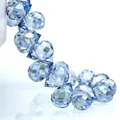 Sparkling faceted light blue teardrop crystal glass beads for DIY jewelry making crafts - Light Blue Grey / 6mm (approximately 87 Beads Per Strip)