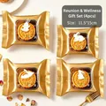 Gold Mid-Autumn mooncake packaging bags with rabbit motifs and clear display windows - 11.5x15CM Reunion & Health 4-in-1 (100 Pcs/Pack)