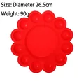 Large red flower-shaped plastic paint palette for student art supplies, 26.5cm diameter - Red Egg-Shaped Palette / 12 Wells Diameter 26.5cm