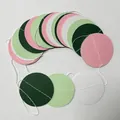 Mehrfarbige Papiergirlande mit grünen, rosa und weißen Kreisen für Partydekoration - Rosa+Schneeweiß+Hellgrün+Dunkelgrün
