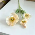 Champagne artificial poppy silk flower with four realistic flower heads. - Champagne