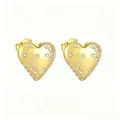 Elegant 925 sterling silver golden heart stud earrings with sparkling micro-set zircons - 925 Silver / 1 Pair Pack / Gold Heart Style (E4678)