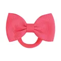 Cute children's pink ribbed ribbon bow hair tie with durable elastic band for girls - Rose Red Style(159)