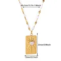 Gold stainless steel necklace with heart zircon pendant showing specific dimensions - Sunburst Heart Zirconia Plate (G127526G-1)