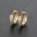 Premium gold plated iced out hoop earrings with micro pave white cubic zirconia - Small Size 10mm / Gold