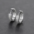 Minimalist silver men's hoop earrings fully encrusted with sparkling round stones - Small Size 10mm / Silver
