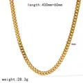 18K gold plated 6mm curb chain necklace, length 400mm+60mm, weight 28.3g for jewelry DIY - Cuban Link Chain (TN3800) / Gold
