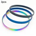 3-piece titanium steel bangle set featuring black, blue and iridescent rainbow finishes - Inner Diameter 55mm / Mixed Colors (3 Rings)