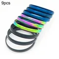 9-piece set of minimalist 8mm stainless steel plain bangles in blue, black, and iridescent - Width 8mm Inner Diameter 60mm / [9 Rings] Mixed Colors
