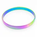 Vibrant rainbow iridescent stainless steel bangle, 8mm wide smooth spherical design. - Width 8mm Inner Diameter 60mm / [Single Ring] Multicolor
