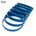 7pcs set of metallic blue stainless steel bangles with smooth spherical finish - Width 8mm Inner Diameter 60mm / [7 Rings] Blue