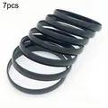 Set of 7 minimalist 8mm black glossy titanium steel bangles with domed surface finish - Width 8mm Inner Diameter 60mm / [7 Rings] Black