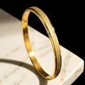 Elegant gold stainless steel bangle with a textured sandblasted finish for women, 1 unit - Frosted Minimalist Style (44-D-4) / 6mm Width / Gold