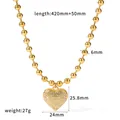 Collier avec pendentif cœur en acier inoxydable doré, chaîne à billes et tailles - Collier à Billes avec Grand Pendentif Coeur en Strass (TN3798)