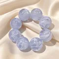 Elegant vintage lichtblauw marmeren hars kralenarmband voor dames op zachte zijde - Lichtblauw