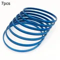 Set of 7 vibrant blue stackable stainless steel bangles with smooth spherical surface - Inner Diameter 55mm / 7 Rings / Blue