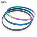 Set of three sleek titanium steel bangles featuring rainbow, blue, and black finishes - Inner Diameter 55mm / 3 Rings / Mixed Colors (3 Rings)