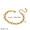 Polished gold stainless steel link bracelet featuring a 170mm+50mm adjustable length - Thick Curb Chain (TB5264-G)