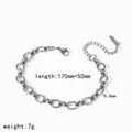 High-quality 6.8mm 304 stainless steel Cuban chain bracelet with 50mm extension chain - Thick Curb Chain (TB5264-S)
