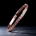 Elegante pulsera de acero inoxidable oro rosa con cristales cuadrados resplandecientes - Estilo Oro Rosa (44-C-6玫手镯)