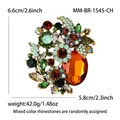 Elegante spilla floreale vintage con strass multicolori e misure di dimensioni precise - Oro Antico-Champagne 1545-CH