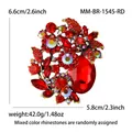 Elegante grande spilla a fiore con strass di cristallo rosso da donna con pietre miste - Oro Antico-Rosso 1545-RD