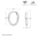 Pendientes de aro en plata 925 con circonitas 5A y especificaciones de tamaño detalladas - Plata 925 chapada en oro blanco / Plata 925