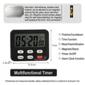 Magnetic digital kitchen timer with large LCD display and loud alarm for cooking - Upgraded Black + Magnetic Sheet