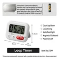 Digital kitchen timer with magnetic back, LCD display, and AAA batteries included. - Cycle Style White + Magnetic Sheet