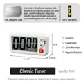 White magnetic digital kitchen timer for cooking with large LCD display and alarm - Classic White + Magnetic Sheet