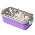 Lilafarbene Kinder-Brotdose aus Edelstahl mit Weltraum-Einhorn-Motiv Illustrationen. - Einlagiger Weltraum-Hase Stil (Mit Löffel) / 350ml Neu Violett (Mit Löffel)