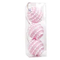 Set mit 3 Macaron rosa Schaumstoff-Weihnachtskugeln für Weihnachtsbaum im Klarsichtbox - 8cm Rosa
