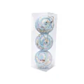Set mit drei macaronblauen Schaumstoff-Weihnachtskugeln in transparenter Geschenkverpackung - 8cm Blau