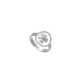 Elegant silver titanium steel open ring featuring a detailed four-leaf clover charm - Silver-White(R303282)